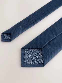 Next - Cravate texturée avec pince à cravate marine Discount