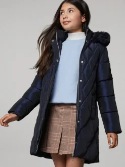 Lipsy marine - Doudoune Résistant à la douche Ceinturé métallisée de poids moyen (5-16ans)