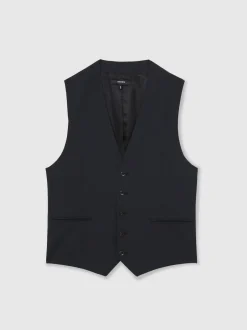 Reiss marine - Gilet Promise habillé en laine Blend Hot