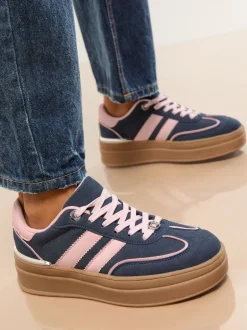 Lipsy marine - Baskets de sport à plateforme épaisse en faux suède Sale