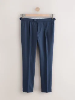 Next marine - Pantalon élégant riche en laine texturé avec pattes d'ajustement sur les côtés Sale