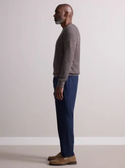 Next marine - Pantalons Habillé texturés à taille élastiquée en laine Hot