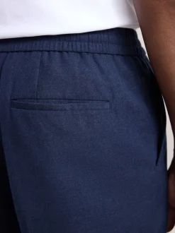 Next marine - Pantalons Habillé texturés à taille élastiquée en laine Hot