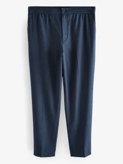 Next marine - Pantalons Habillé texturés à taille élastiquée en laine Hot