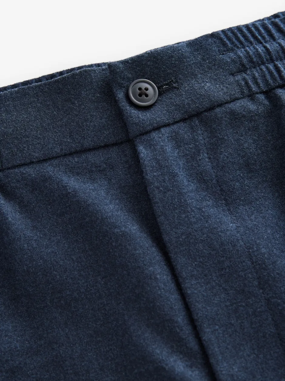 Next marine - Pantalons Habillé texturés à taille élastiquée en laine Hot