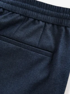 Next marine - Pantalons Habillé texturés à taille élastiquée en laine Hot