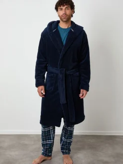 Threadbare marine - Peignoir confortable à capuche