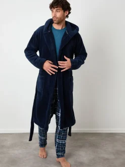 Threadbare marine - Peignoir confortable à capuche