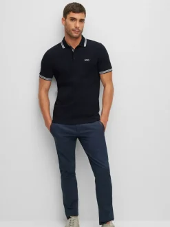 BOSS - Polo Regular Fit Paddy à col à pointe marine