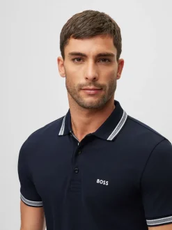 BOSS - Polo Regular Fit Paddy à col à pointe marine