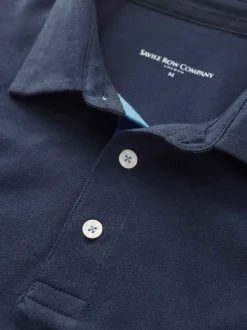 Savile Row Company marine - Polo classique en coton piqué à manches courtes Discount