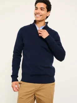 Fat Face marine - Pull FatFace en maille à col zippé Sale