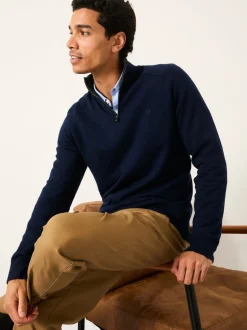 Fat Face marine - Pull FatFace en maille à col zippé Sale