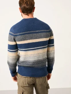 Fat Face marine - Pull FatFace rayé en maille à col rond New