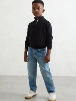 Reiss - Pull Blackhall à quart de zip en laine mérinos marine Discount