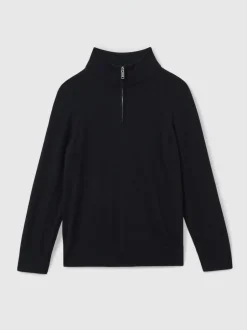 Reiss - Pull Blackhall à quart de zip en laine mérinos marine Discount