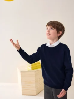 Next marine - Pull scolaire en maille à col rond (3-16ans) Sale