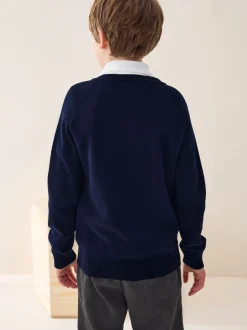 Next marine - Pull scolaire en maille à col rond (3-16ans) Sale