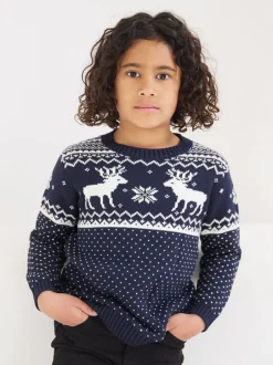 The Little Tailor marine - Pull motif jacquard renne de Noël enfant Best