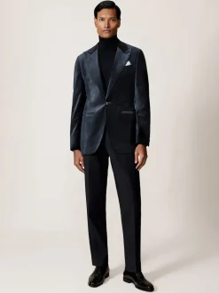 Reiss marine - Apsara Blazer en velours à boutonnage simple habillé Discount