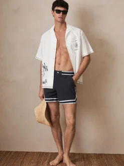Reiss marine - Baller | Shorts de bain à rayures Ché Outlet