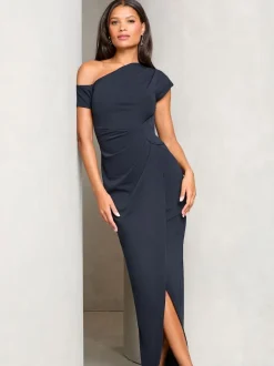 Lipsy marine - Robe longue Off The Shoulder à taille rassemblée Discount