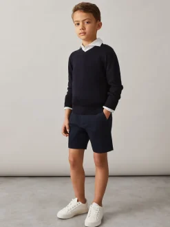 Reiss marine - Short chino Wicket en coton stretch