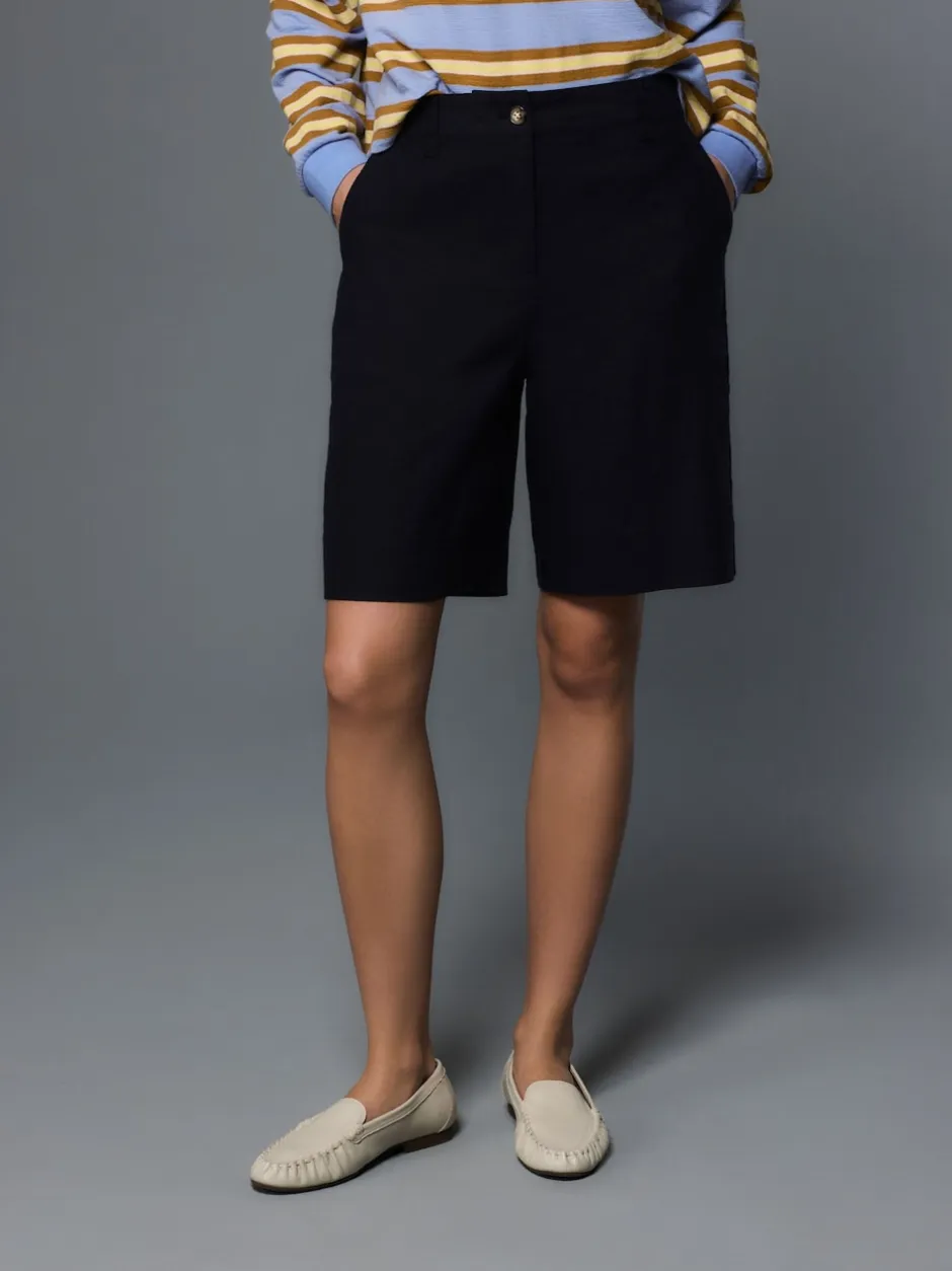 Next marine - Shorts de genou de mélange de lin Hot