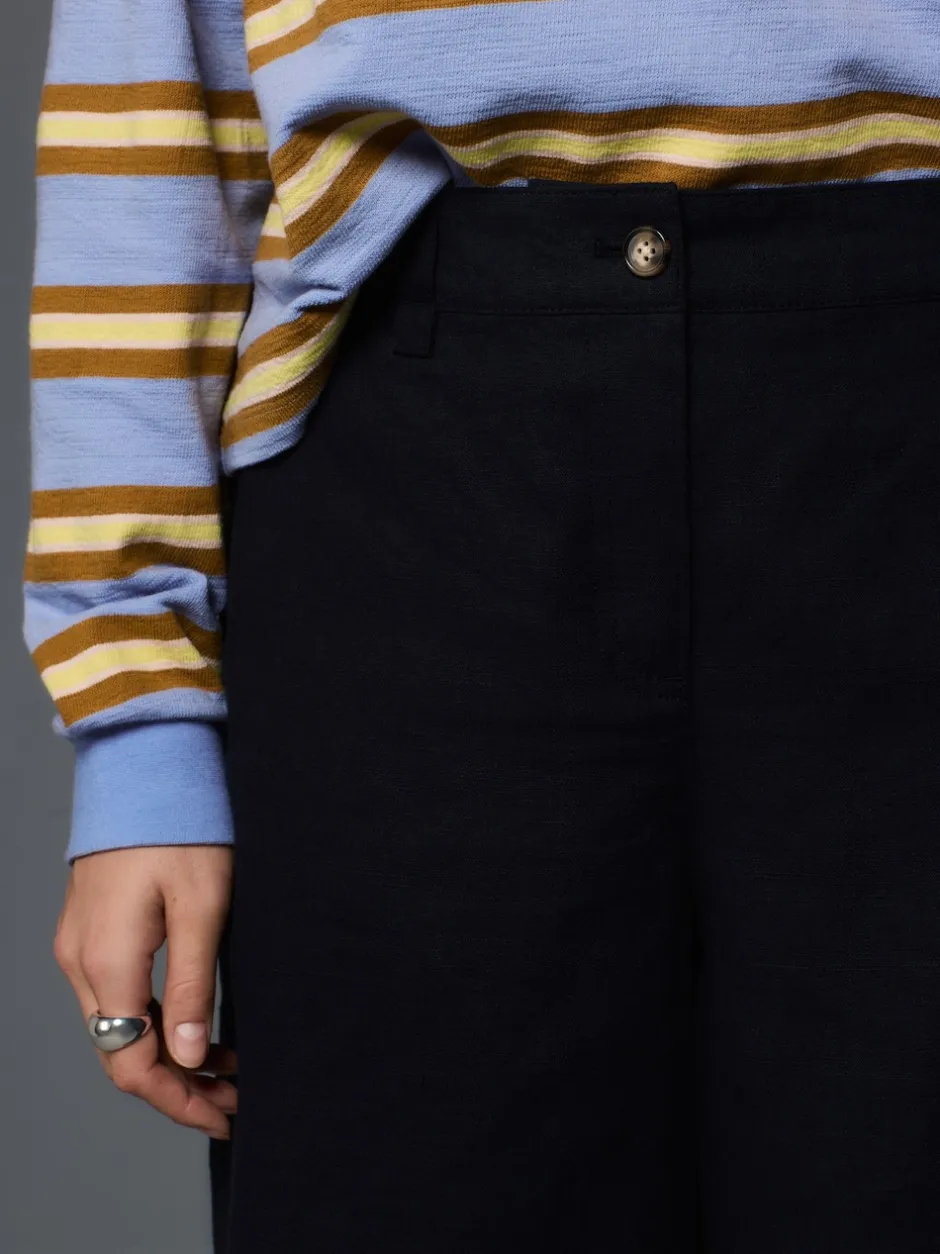 Next marine - Shorts de genou de mélange de lin Hot