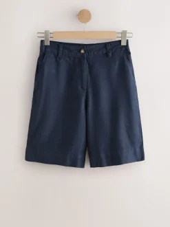 Next marine - Shorts de genou de mélange de lin Hot