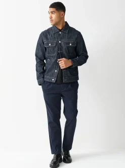 Next marine - Slim Fit (Slim Fit) - Pantalons Chinos extensibles plissés avec taille élastique Clearance