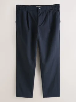 Next marine - Slim Fit (Slim Fit) - Pantalons Chinos extensibles plissés avec taille élastique Clearance