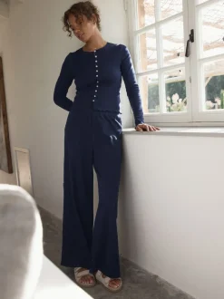 self. marine - soi-même. Pyjama côtelé boutonné Outlet