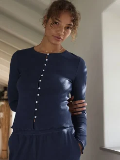 self. marine - soi-même. Pyjama côtelé boutonné Outlet