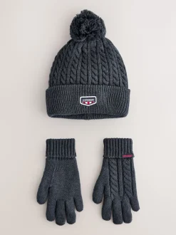 Superdry marine - Ensemble bonnet et Gants à pompons Hot