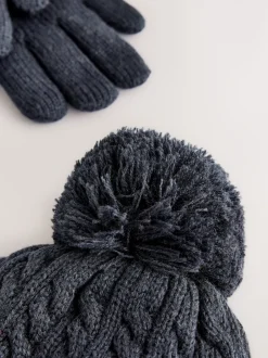 Superdry marine - Ensemble bonnet et Gants à pompons Hot