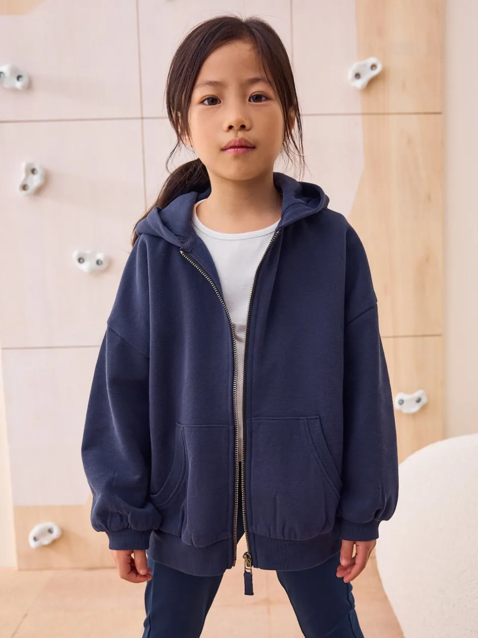 Next marine - Sweat à capuche zippé en coton riche (3-16ans) Clearance