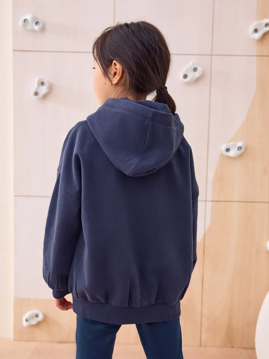 Next marine - Sweat à capuche zippé en coton riche (3-16ans) Clearance