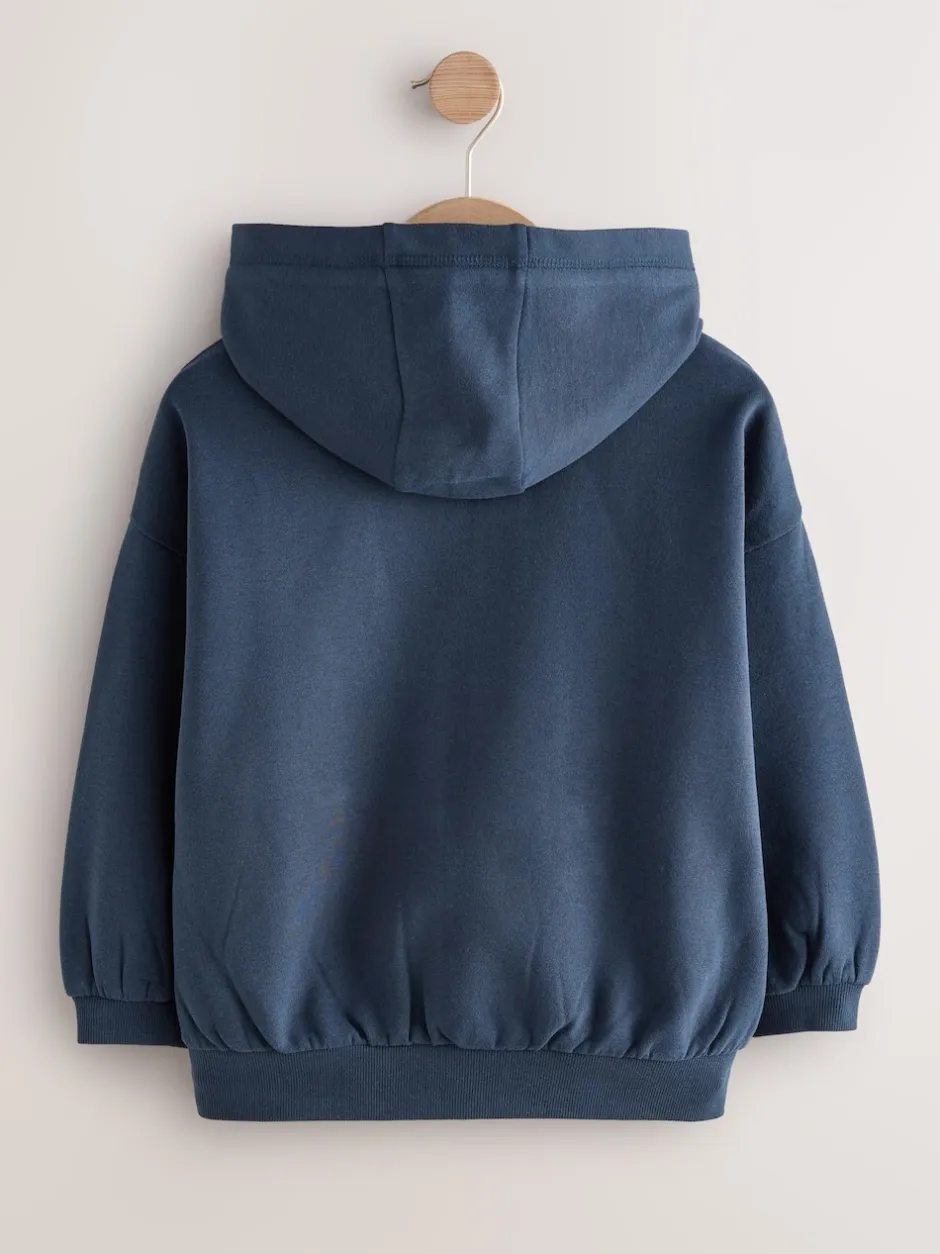 Next marine - Sweat à capuche zippé en coton riche (3-16ans) Clearance