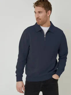 Threadbare marine - Sweat à col zippé New