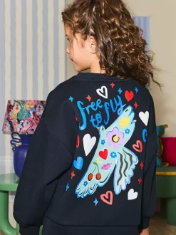 Eleanor Bowmer marine - Sweat-shirt graphique oversize à col rond