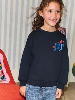 Eleanor Bowmer marine - Sweat-shirt graphique oversize à col rond