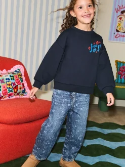 Eleanor Bowmer marine - Sweat-shirt graphique oversize à col rond