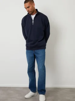 Threadbare marine - Sweat-shirt décontracté à demi-fermeture éclair Clearance