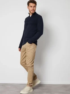 Threadbare marine - - Pull zippé en tricot avec détails en côtes