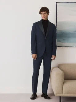 Next marine - Veste de costume de smoking Motionflex en laine Blend habillé Sale