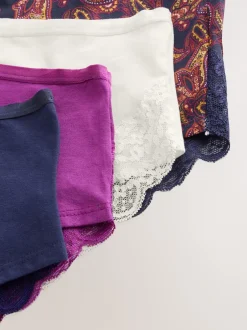 Next - Lot de 4 culottes en coton et dentelle Marine Paisley Discount