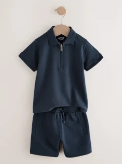 Next - Ensemble polos et shorts de manches (3mois-7ans) Marine Texturée Sale