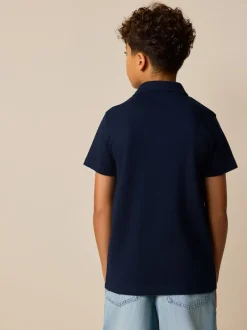 Next Marine/Blanc - Chemise en jersey à manches courtes à rayures verticales (3-16ans) Clearance