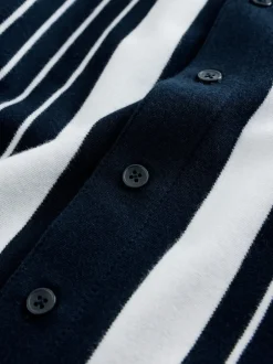 Next Marine/Blanc - Chemise en jersey à manches courtes à rayures verticales (3-16ans) Clearance